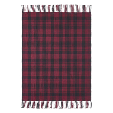 Cumberland Red Black Plaid Woven Throw 50